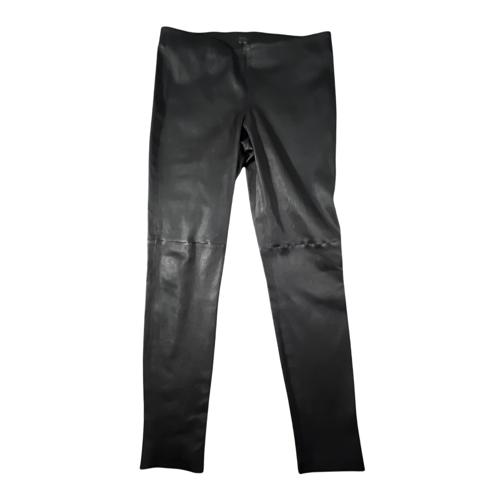 Theory Pial L Leggings Womens 10 Black Lamb Leather Skinny Pants D0700293
